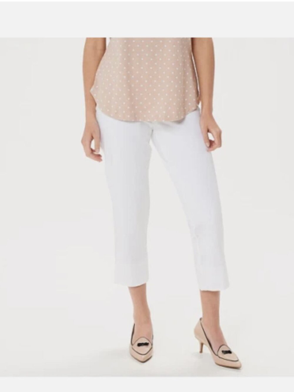 Isaac Mizrahi 24/7 Stretch Crop Pants with Back Slit Hem-White-Reg 0-A351754
